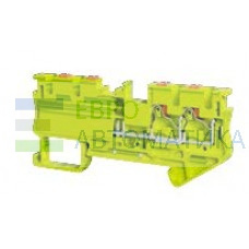 TBLOC 8001298166 Клеммник на DIN-рейку (Push-in) 4 мм.кв. 4-х выводной (желто-зеленый); PFT 4 2X2 E (с заземлением)