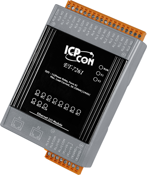 ICP DAS Модуль ET-7261 CR Ethernet I/O Module with 2-port Ethernet Switch, with 11-channels Relay (RoHS)