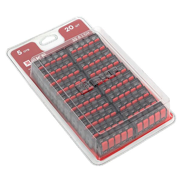 EKF plc-smk-221-415b-20 Клемма СМК 221-415 с рычагом 5 отверстий 0.2-4.0 мм2 блистер (20 шт.) EKF PROxima