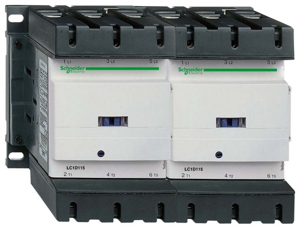 КОНТАКТОР РЕВЕРС. D 3Р, 115 A, НО+НЗ, 220V 50/60 ГЦ, ЗАЖИМ ПОД КОЛЬЦ. НАКОН.,