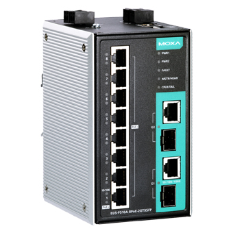 MOXA Коммутатор EDS-P510A-8PoE-2GTXSFP-T Managed Ethernet PoE Switch with 8 PoE+ ports, 2 combo gigabit Ethernet ports, t:-40/+75