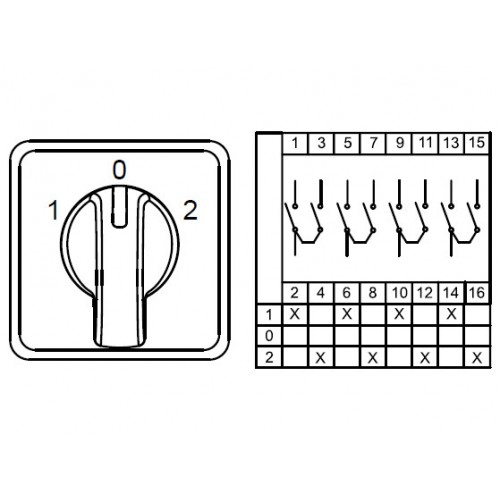 KLEMSAN 800147 CS063075M; Трехпозиционные Переключатели  (1-0-2); 4 FAZ 63 A 60°