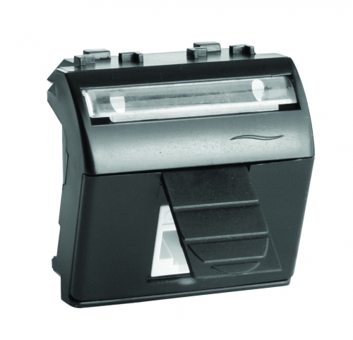 DKC 77655N Компьютерная розетка RJ45 кат.5e, Brava, черная, 2мод