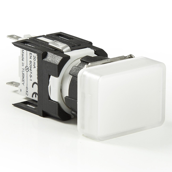 D050DXB Сигнальная арматура 16 мм, прямоугольная 12-24 AC/DC белая