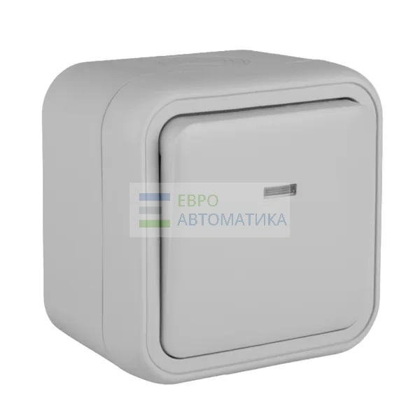 EKF BT1-SWG-16 Выключатель, одноклавишный, проходной, с подсветкой, ОП, автоматические клеммы серый, Бронто EKF