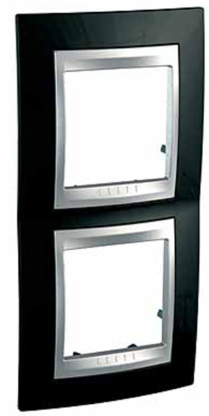 Schneider Electric MGU66.004V.093 UNICA TOP РАМКА 2-постовая, вертикальная, АЛЮМИНИЙ/РОДИЙ