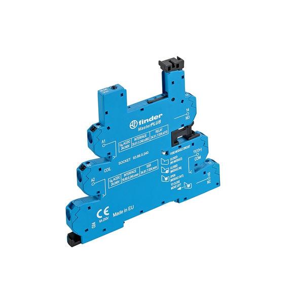 FINDER Розетка MasterPLUS с безвинтовыми клеммами "Push-in" для реле 34 серии; питание 60В DC; в комплекте пластиковая клипса; опции: LED (арт.93667060)