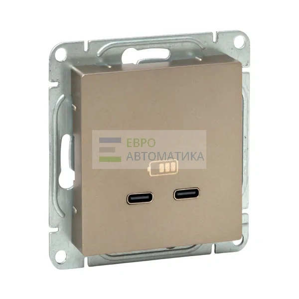 EKF UP1-SOC-2USBC Механизм розетки USB-C - 2шт, шампань Эпика EKF