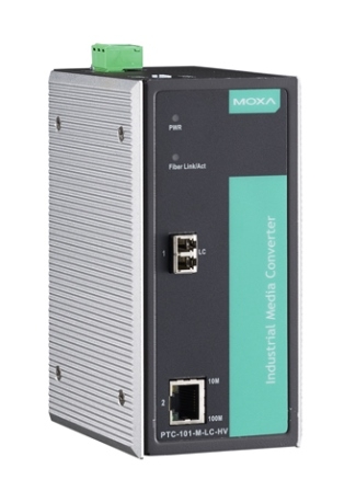 MOXA Конвертер PTC-101-M-LC-LV Industrial 10/100BaseT(X) to 100BaseFX media converter, multi-mode with LC connector, dual redundant power inputs (20-70 VDC),t: -40/85