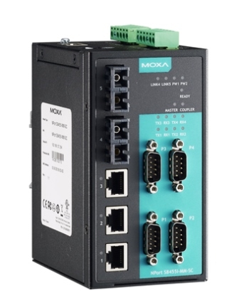MOXA Асинхронный сервер NPort S8455I-MM-SC-T 4 port RS-232/422/485, 3 x 10/100 Ethernet, 2 x 100MM Fiber, SC, 12-48 V