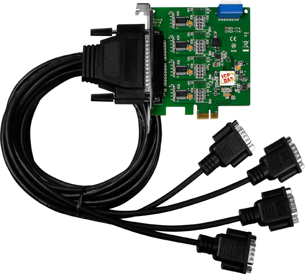 ICP DAS Плата VEX-114/D2 CR PCI Express, Serial Communication Board with 4 RS-232 ports (RoHS).Includes One CA-9-3715D