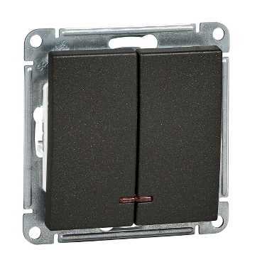 Schneider Electric VS510-251-6-86 W59 2-клавишный ВЫКЛЮЧАТЕЛЬ с подсв. 10АХ, механизм, ЧЕРНЫЙ БАРХАТ