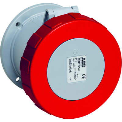 ABB 2CMA167142R1000 Розетка панельная с прямым унифицированным фланцем 4125RU6W, 125A, 3P+N+E, IP67, 6ч