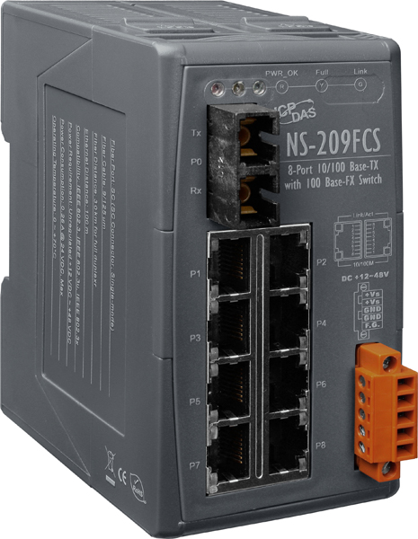 ICP DAS Коммутатор NS-209FCS CR Single-mode 30 km, SC Connector, 8-port 10/100 Mbps with 1 fiber port Switch (RoHS)