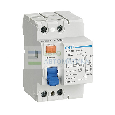 CHINT 782019 ВДТ (УЗО) NL210 2P 63А 300мА 10кА тип B (R)