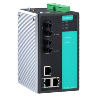 MOXA Коммутатор EDS-505A-MM-ST Ethernet switch, 3 10/100 BaseTx ports, 2 multi mode 100 BaseFx ports,ST