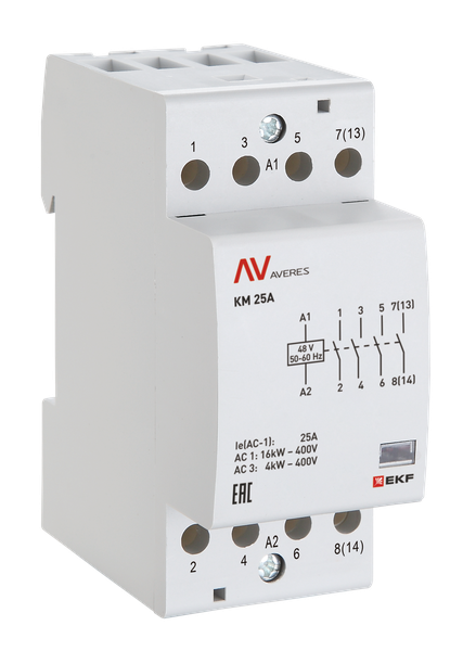 EKF km-av-2-25-22-48V Контактор модульный КМ 25А 2NC+2NO 48VAC (2 мод.) AVERES EKF EKF km-av-2-25-22-48V Контактор модульный КМ 25А 2NC+2NO 48VAC (2 мод.) AVERES EKF