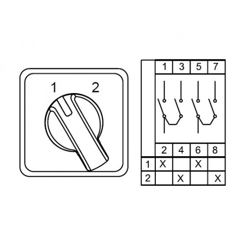 KLEMSAN 800216 CS050055M; Двухпозиционные Переключатели  (1-2); 2 FAZ 50 A 90°