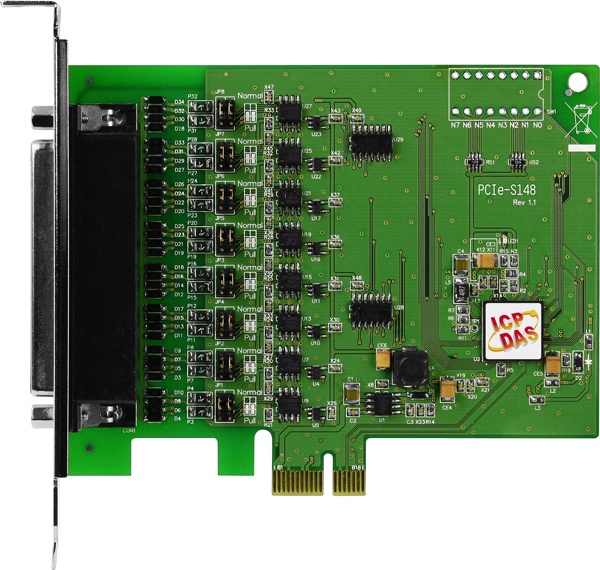 ICP DAS Плата PCIe-S148 PCI Express, Serial Communication card with 8 RS-422/485 ports (RoHS) Includes one CA-PC62M D-Sub connector