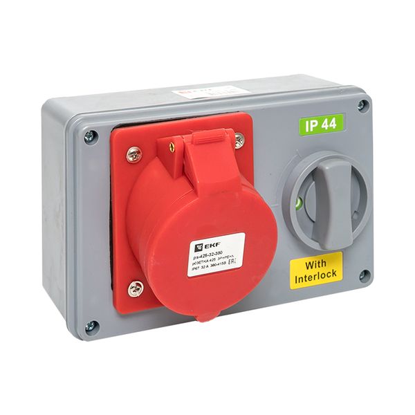EKF ps-1425-32-380 Розетка с блокировкой и выключателем 1425 3Р+РЕ+N 32А 380В IP44 EKF