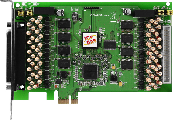 ICP DAS Плата PEX-P64-24V CR PCI Express, 64-channel Optically Isolated Digital Input Board. (RoHS)Includes one CA-4037B cable and two CA-4002 D-Sub connecto