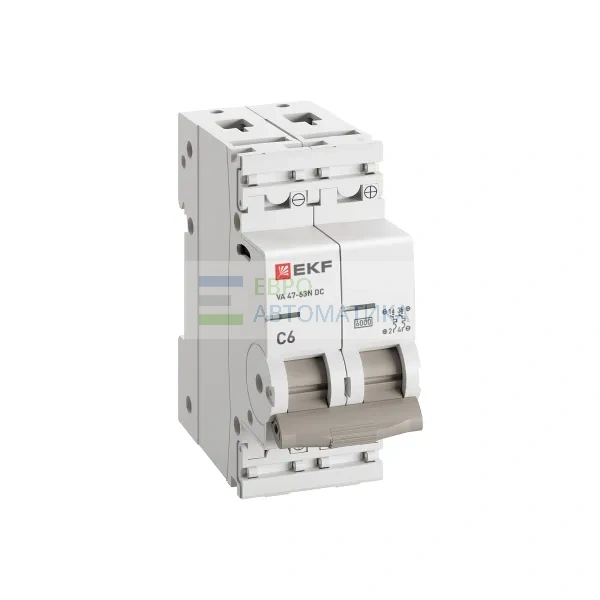 EKF M63DC626C Автоматический выключатель ВА 47-63N DC 2P 6А (C) 6kA PROXIMA EKF
