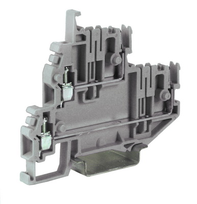 DKC ZVP500GR Клеммный зажим. Двухуровневый. Со штекерными контактами. Тип VPD.2/GR. Серый. 2,5 кв.мм.