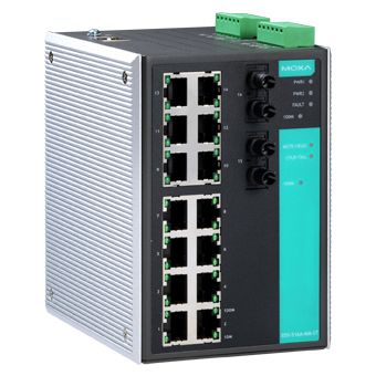 MOXA Коммутатор EDS-516A-MM-ST-T Ethernet switch 14 10/100 BaseTx, 2 100 BaseFx multi mode, ST,t:-40/+75
