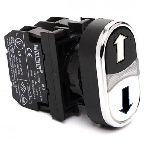 B101K20HBOK Кнопка сдвоенная черно-белая (1НО+1НО)