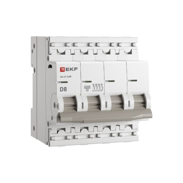 EKF M636408D Автоматический выключатель 4P 8А (D) 6кА ВА 47-63N EKF PROxima