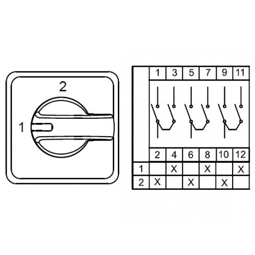KLEMSAN 800220 CS010056S; Двухпозиционные Переключатели  (1-2); 3 FAZ 10 A 90°