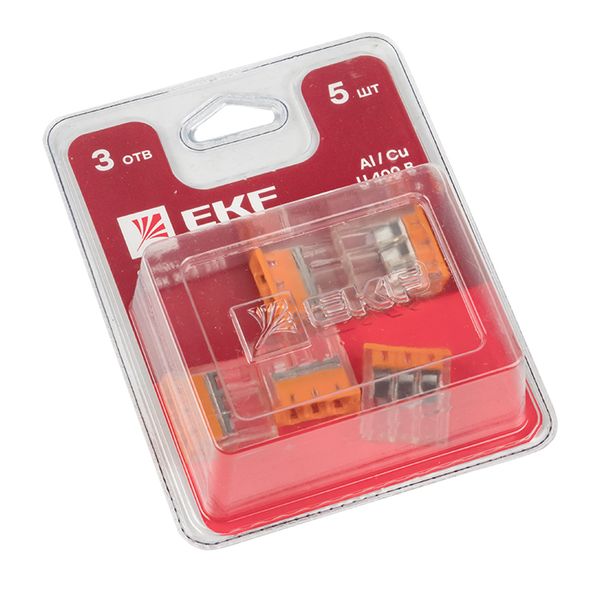 EKF plc-smk-2273-243b Строительно-монтажная клемма СМК 2273-243 (с пастой) 3 отверстия 0,5-2.5 мм2 блистер (5шт.) EKF PROxima