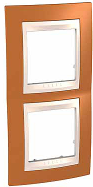 Schneider Electric MGU6.004V.569 UNICA ХАМЕЛЕОН РАМКА 2-постовая, вертикальная, БЕЖЕВЫЙ/ ОРАНЖЕВЫЙ