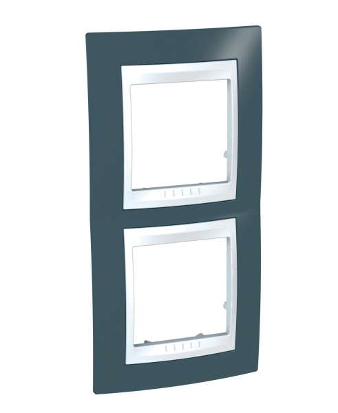 Schneider Electric MGU6.004V.877 UNICA ХАМЕЛЕОН РАМКА 2-постовая, вертикальная, БЕЛЫЙ/ СЕРО-ЗЕЛЕНЫЙ