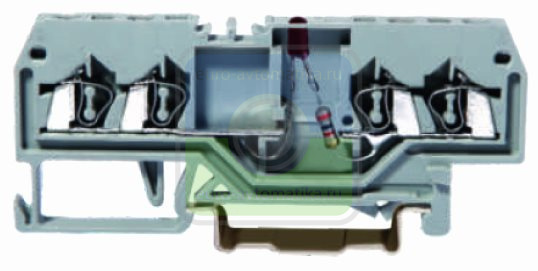 SUPU 225943 Клемма ТА 2-2 плоско-пруж. зажим (маркировка по центру), сеч. 2.5мм2, сер., шт