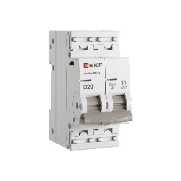 EKF M63MA6220D Автоматический выключатель ВА 47-63N MA 2P 20А (D) 6кА без теплового расцепителя PROXIMA EKF