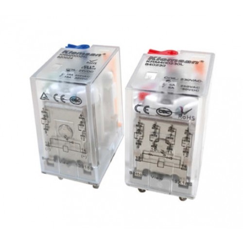 KLEMSAN 820114 KRM400110LT; Реле промежуточное; 4C, 6A, LED, Тест кнопка, 110B DC