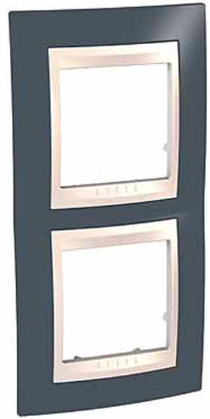 Schneider Electric MGU6.004V.577 UNICA ХАМЕЛЕОН РАМКА 2-постовая, вертикальная, БЕЖЕВЫЙ/ СЕРО-ЗЕЛЕНЫЙ