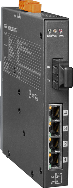 ICP DAS Коммутатор NSM-205PFCS CR Single-mode 30 Km, SC Connector, 4-Port 10/100 Mbps PoE (PSE) with 1 Fiber port Switch; me