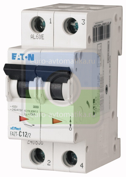 Автоматический выключатель 3А, кривая отключения D, 2 полюса, откл. способность 25 кА (FAZT-D3/2)
