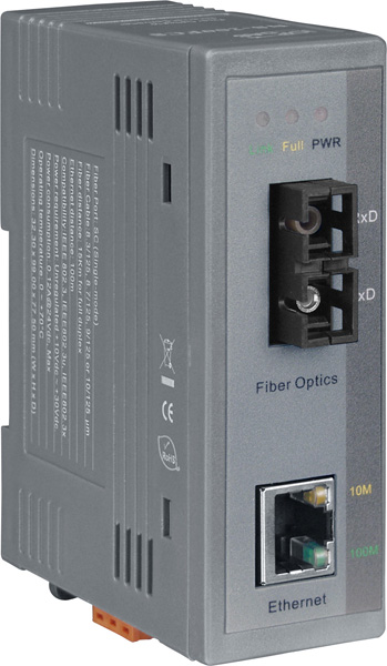 ICP DAS Медиаконвертер NS-200FCS CR Industrial 10/100 Base-T to 100 Base-FX Media Converter; 1 single mode, SC connector (RoHS)
