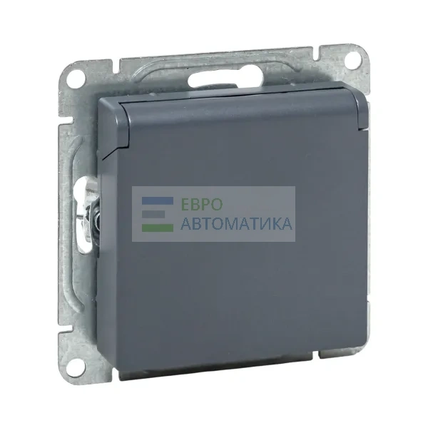 EKF UP1-SOG-111-44 Механизм розетки, 16А, IP44, с заземлением, со шторками, c крышкой, графит Эпика EKF