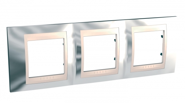 Schneider Electric MGU66.006.510 UNICA ХАМЕЛЕОН РАМКА 3-постовая, горизонтальная, БЕЖЕВЫЙ/ СЕРЕБРО