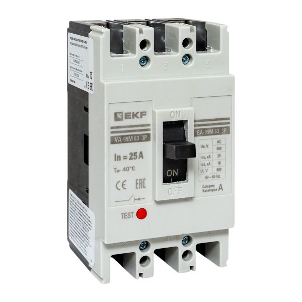 EKF mccb99-63-25m Выключатель автоматический ВА-99М 63/25А 3P 25кА EKF