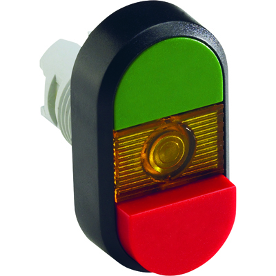 ABB 1SFA611142R1103 Кнопка двойная MPD13-11Y (зеленая/красная-выступающая) желтая линза с текстом (I/O)