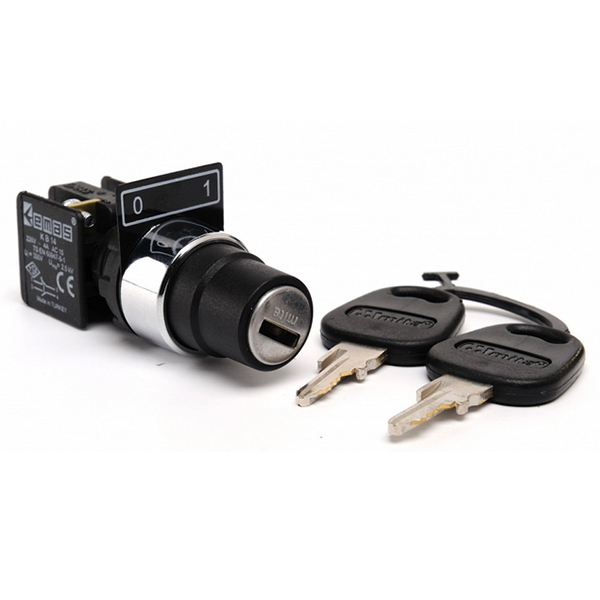 KB14A2 нажимная кнопка  серии KB с ключом,lдиаметр 22 мм, 1НО+1НЗ