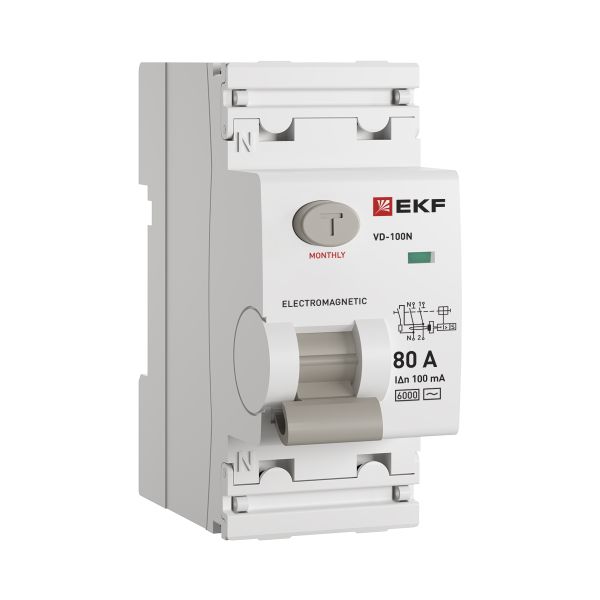 EKF E1026M80100 Выключатель дифференциального тока ВД-100N 2P 80А 100мА тип AC эл-мех 6кА PROXIMA EKF EKF E1026M80100 Выключатель дифференциального тока ВД-100N 2P 80А 100мА тип AC эл-мех 6кА PROXIMA EKF