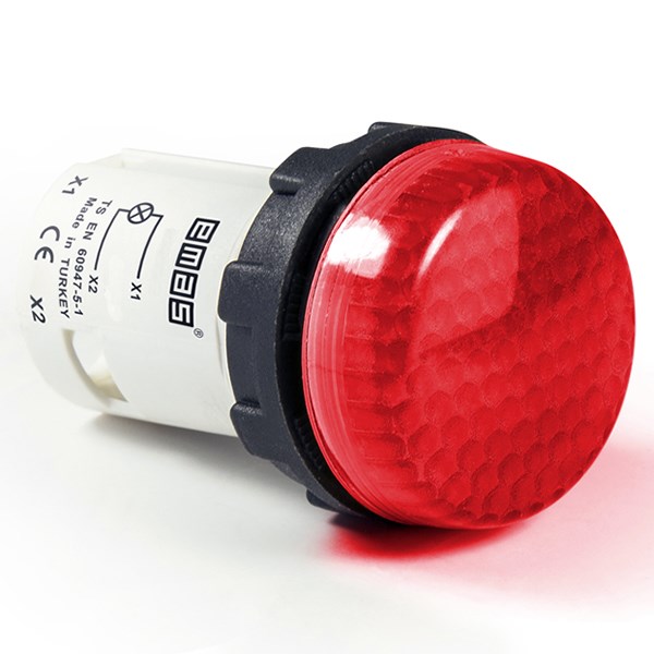 Арматура сигнальная моноблочная 220 В красная с ячеистым стеклом