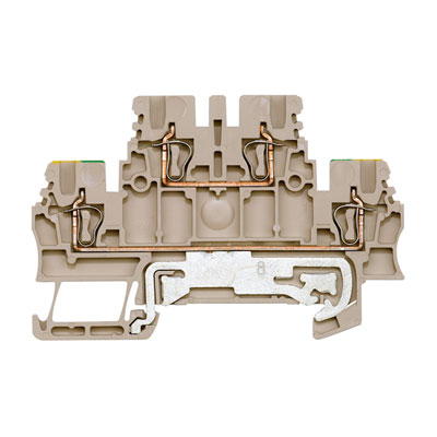 Weidmuller 1791120000 ZDK 1.5DU-PE Исполнение: Проходная клемма, Двухуровневая клемма, Пружинное соединение, 1.5 мм.кв, 500 V, 17.5 A, Темно-бежевый