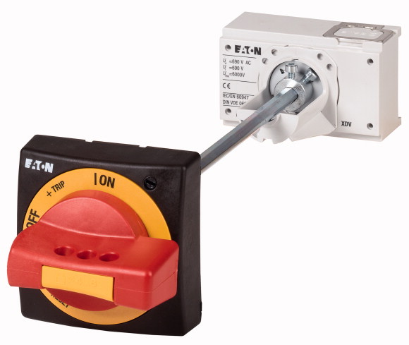 Поворотная ручка на дверь , цвет красно-желтый , ось не более 60 мм, NZM2 (NZM2-XTVDVR-60)